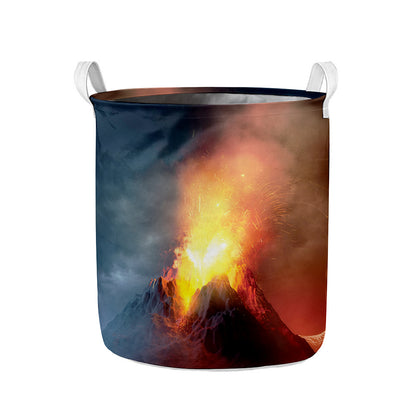Volcano Eruption Print Collapsible Laundry Basket