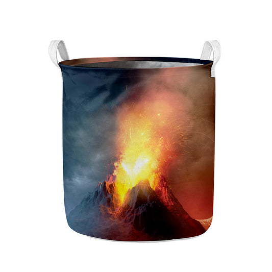 Volcano Eruption Print Collapsible Laundry Basket