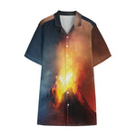 Volcano Eruption Print Cotton Hawaiian Shirt
