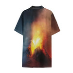Volcano Eruption Print Cotton Hawaiian Shirt
