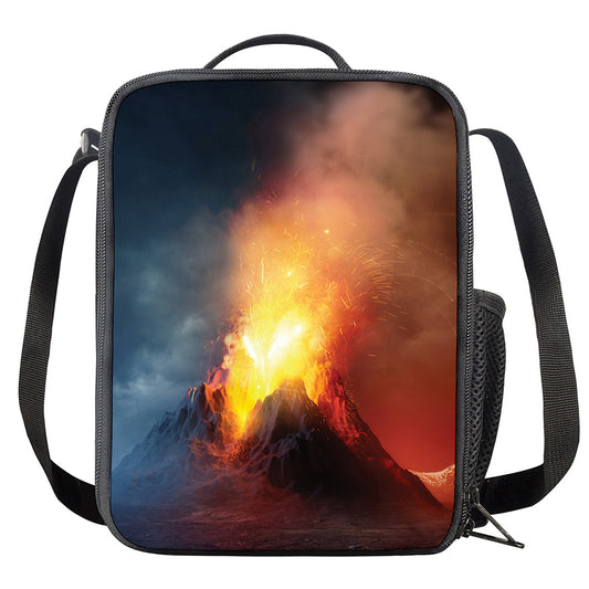 Volcano Eruption Print Crossbody Lunch Bag