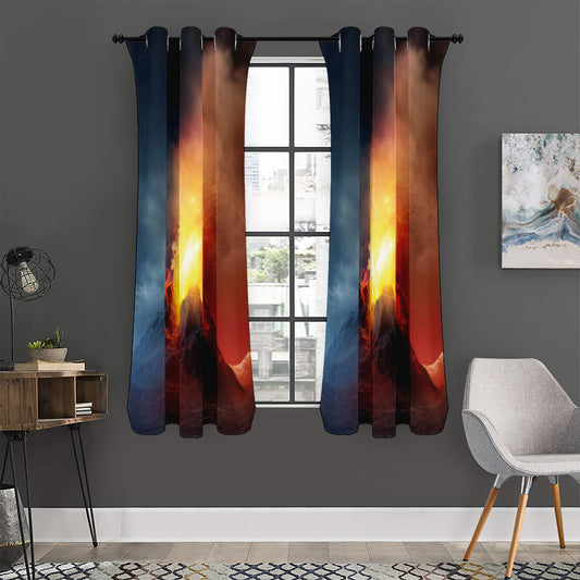Volcano Eruption Print Curtain