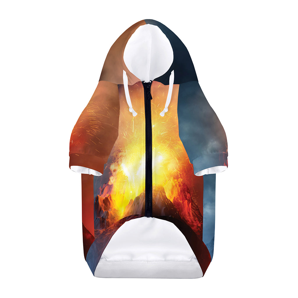 Volcano Eruption Print Dog Zip Up Hoodie