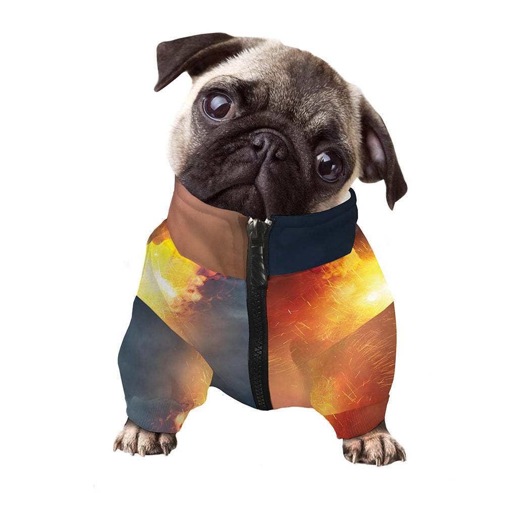 Volcano Eruption Print Dog Zip Up Jacket