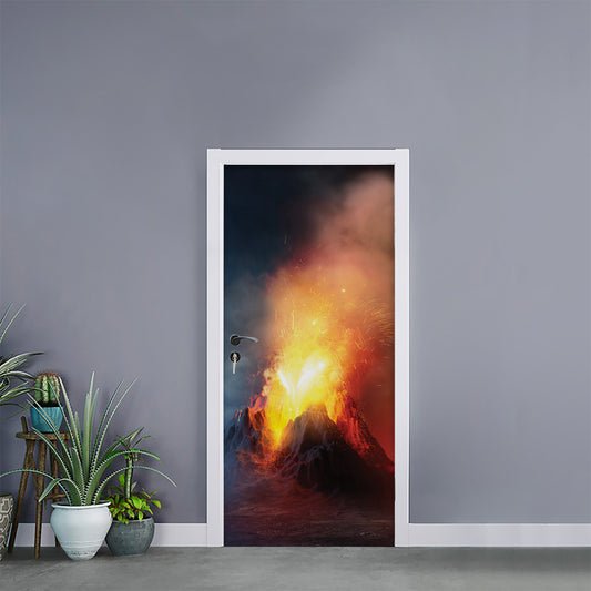 Volcano Eruption Print Door Sticker