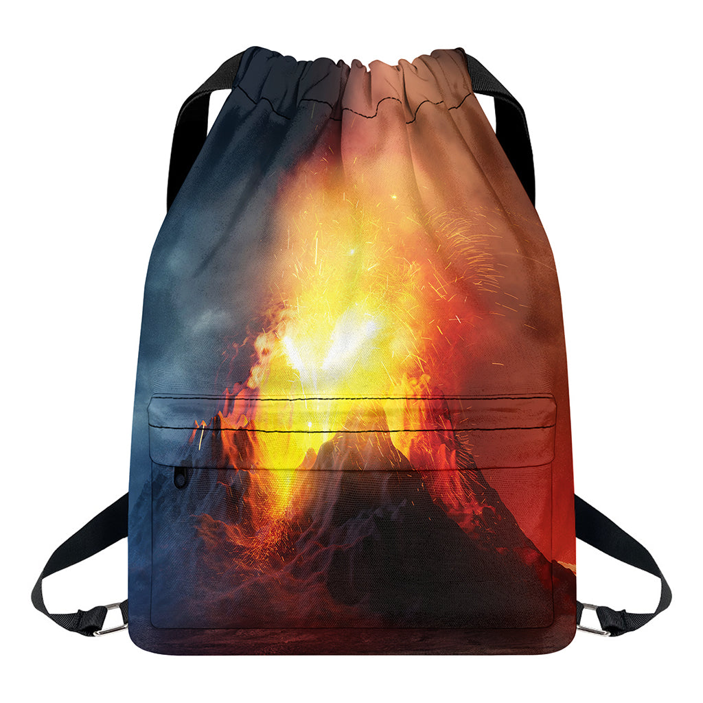 Volcano Eruption Print Drawstring Backpack