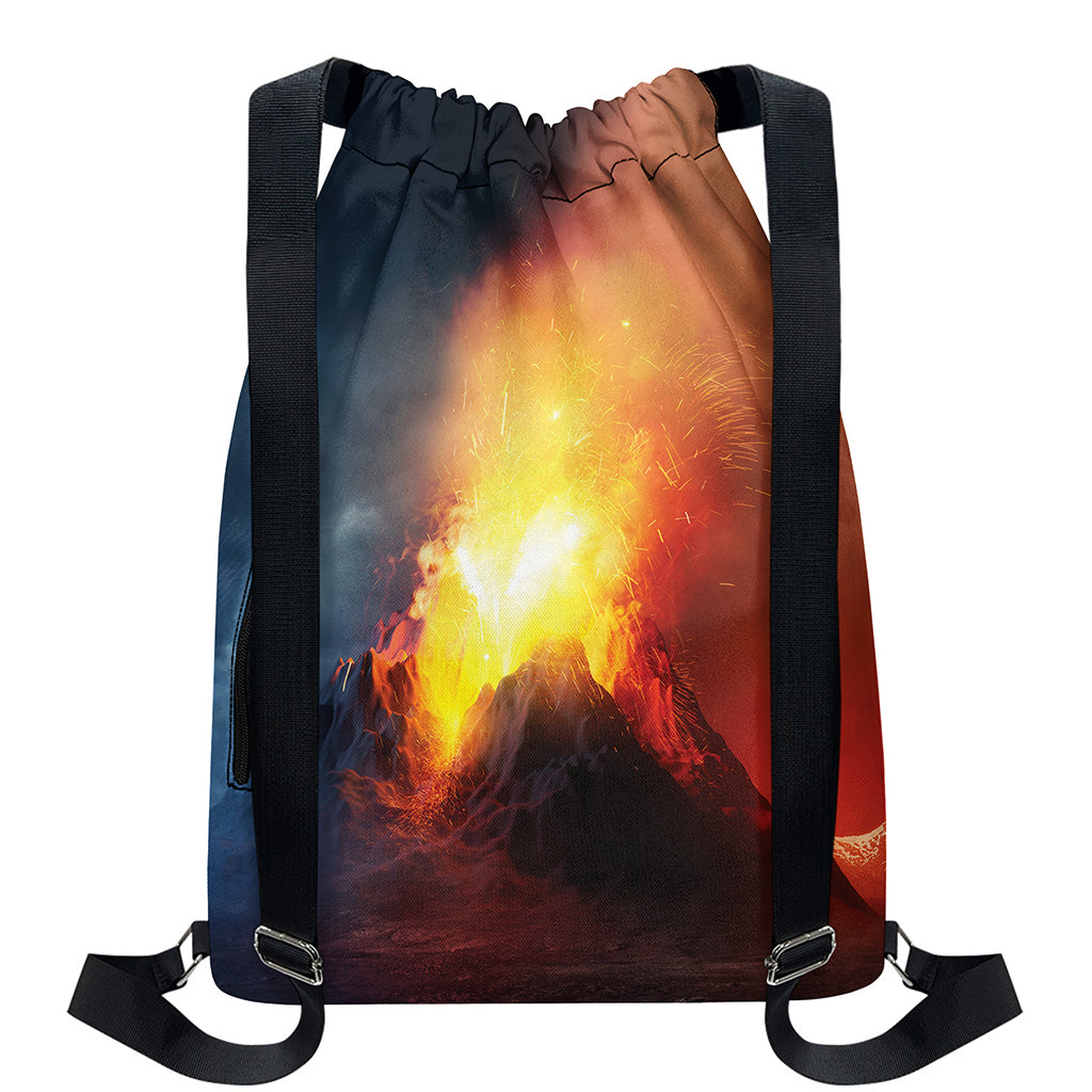 Volcano Eruption Print Drawstring Backpack