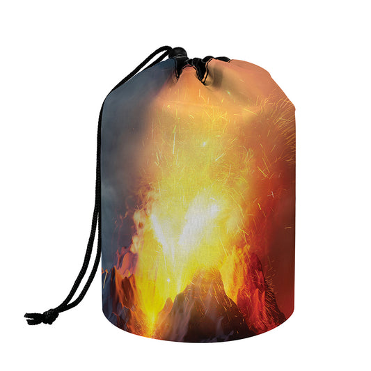 Volcano Eruption Print Drawstring Makeup Bag