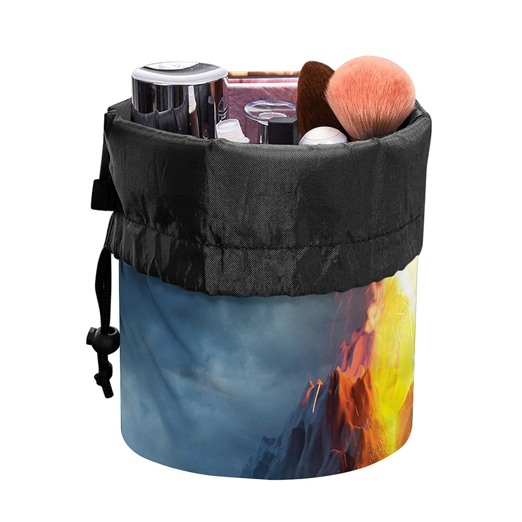 Volcano Eruption Print Drawstring Makeup Bag