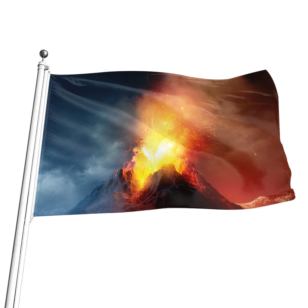 Volcano Eruption Print Flag