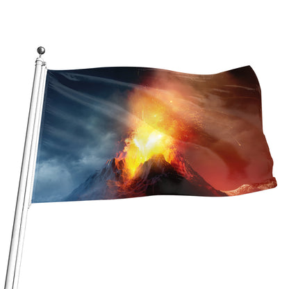 Volcano Eruption Print Flag