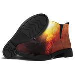 Volcano Eruption Print Flat Ankle Boots