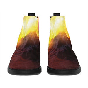 Volcano Eruption Print Flat Ankle Boots