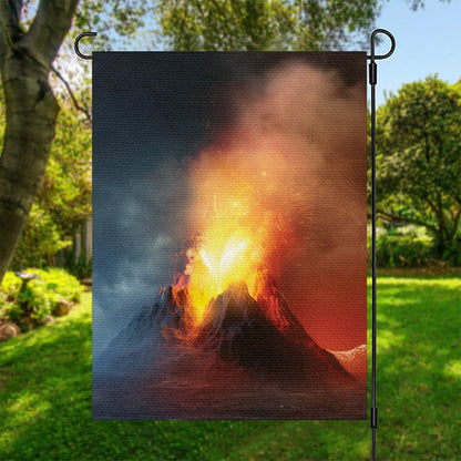 Volcano Eruption Print Garden Flag