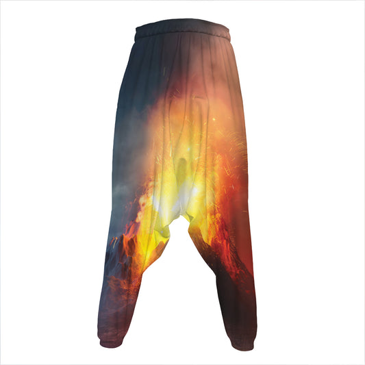Volcano Eruption Print Hammer Pants