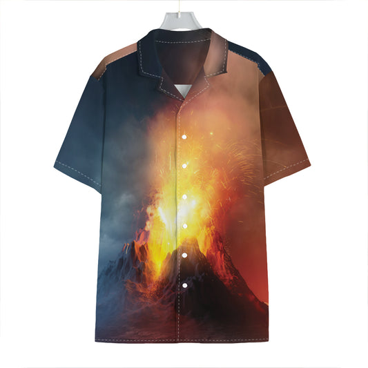 Volcano Eruption Print Hawaiian Shirt