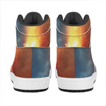 Volcano Eruption Print High Top Leather Sneakers