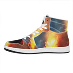 Volcano Eruption Print High Top Leather Sneakers