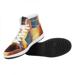 Volcano Eruption Print High Top Leather Sneakers