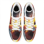 Volcano Eruption Print High Top Leather Sneakers