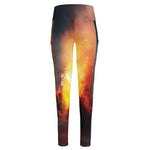 Volcano Eruption Print High-Waisted Pocket Leggings