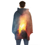 Volcano Eruption Print Hoodie Blanket