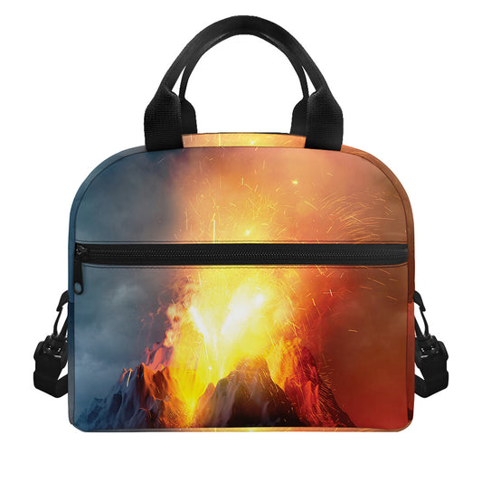 Volcano Eruption Print Insulated Lunch Bag