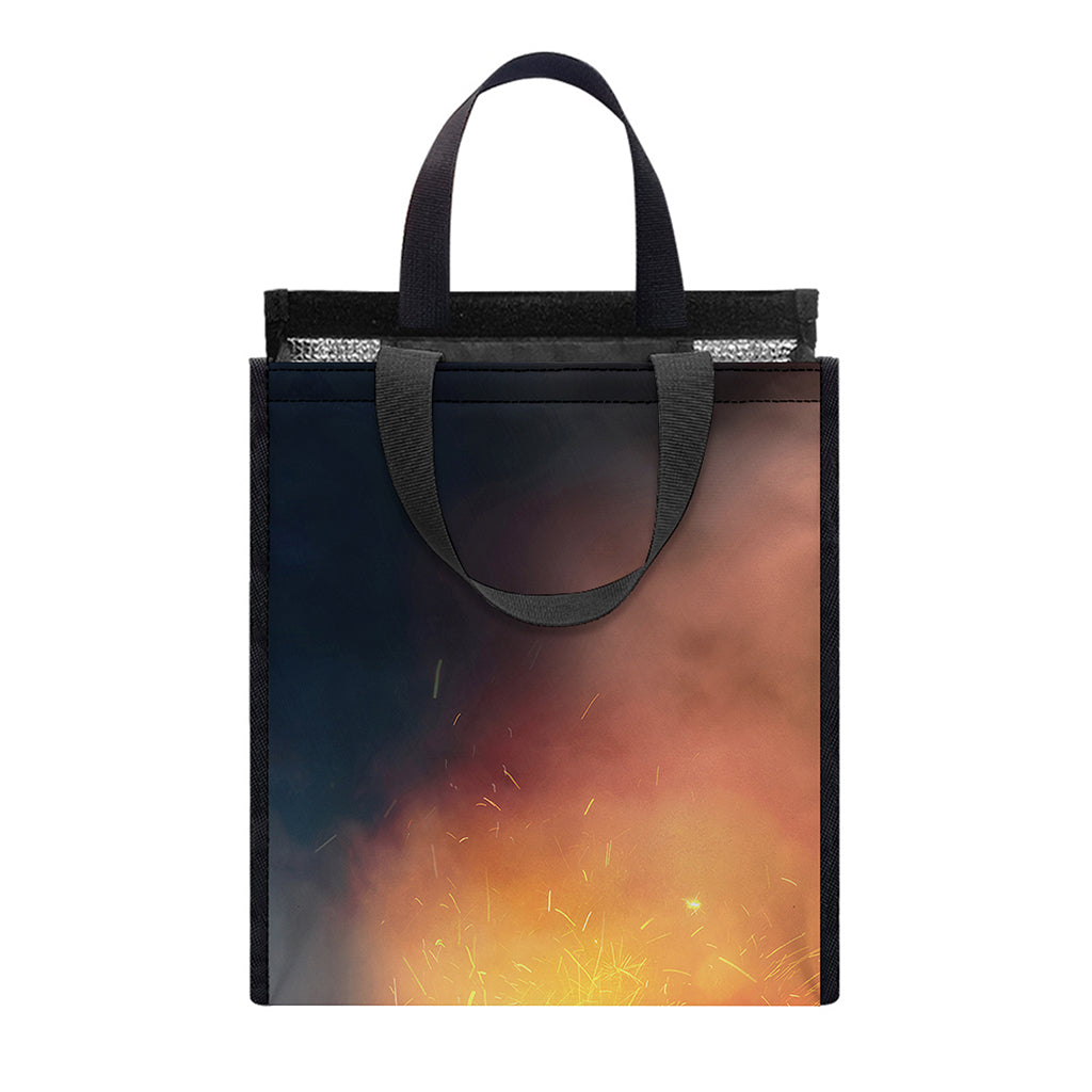 Volcano Eruption Print Insulated Lunch Tote