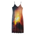 Volcano Eruption Print Jersey Midi Cami Dress