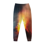 Volcano Eruption Print Jogger Pants