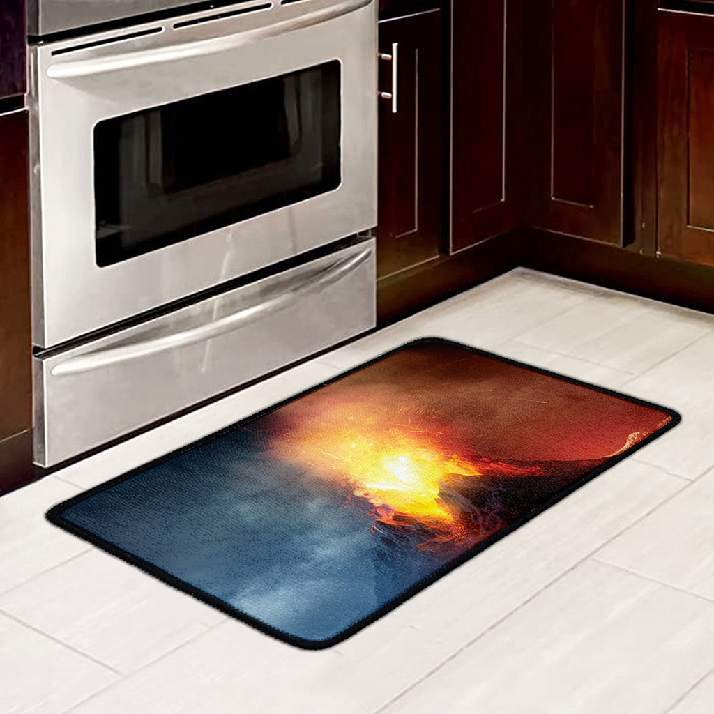 Volcano Eruption Print Kitchen Mat