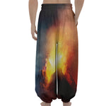Volcano Eruption Print Lantern Pants