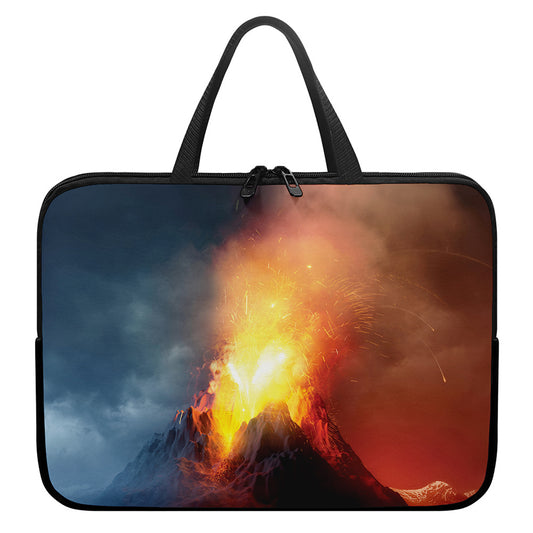 Volcano Eruption Print Laptop Sleeve With Handle