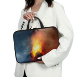 Volcano Eruption Print Laptop Sleeve With Handle