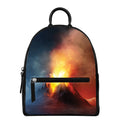 Volcano Eruption Print Leather Backpack