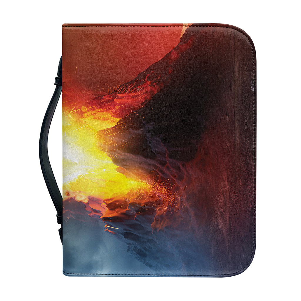 Volcano Eruption Print Leather Bible Cover