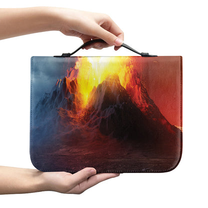 Volcano Eruption Print Leather Bible Cover