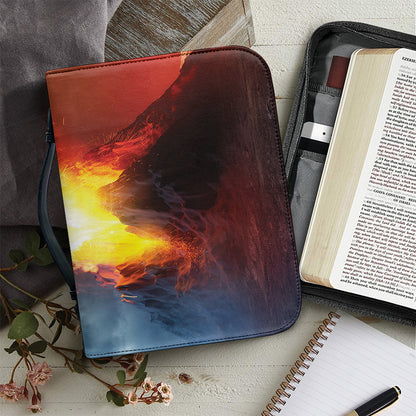 Volcano Eruption Print Leather Bible Cover