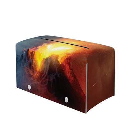 Volcano Eruption Print Leather Tissue Box Cover