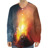 Volcano Eruption Print Long Sleeve Baseball Jersey