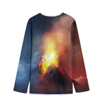 Volcano Eruption Print Long Sleeve Short Coat