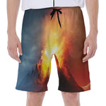 Volcano Eruption Print Men's Beach Shorts