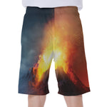 Volcano Eruption Print Men's Beach Shorts