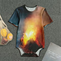Volcano Eruption Print Men's Bodysuit