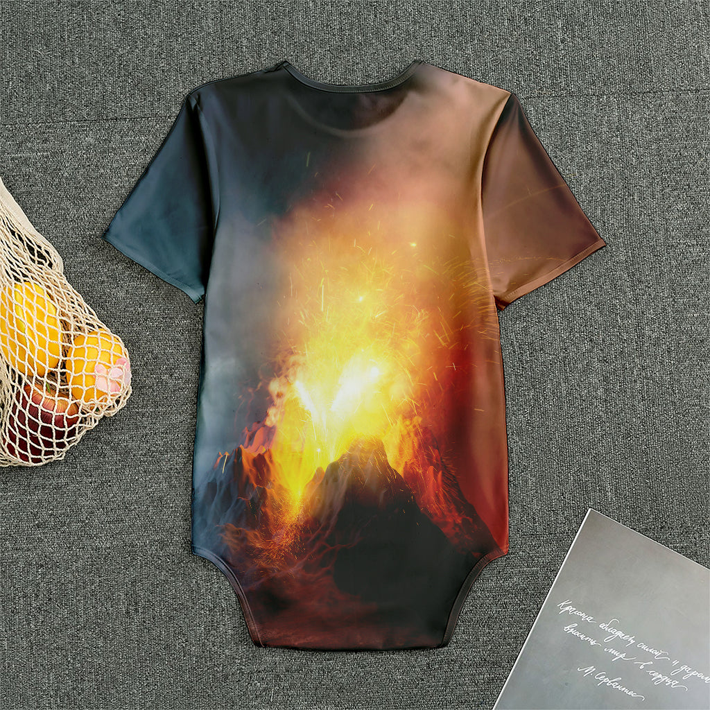 Volcano Eruption Print Men's Bodysuit