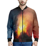 Volcano Eruption Print Men's Bomber Jacket