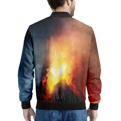 Volcano Eruption Print Men's Bomber Jacket