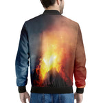 Volcano Eruption Print Men's Bomber Jacket