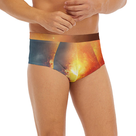 Volcano Eruption Print Men's Briefs