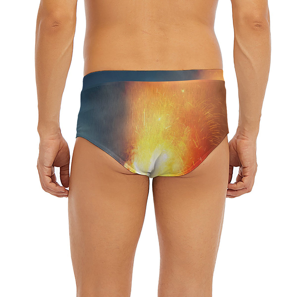 Volcano Eruption Print Men's Briefs